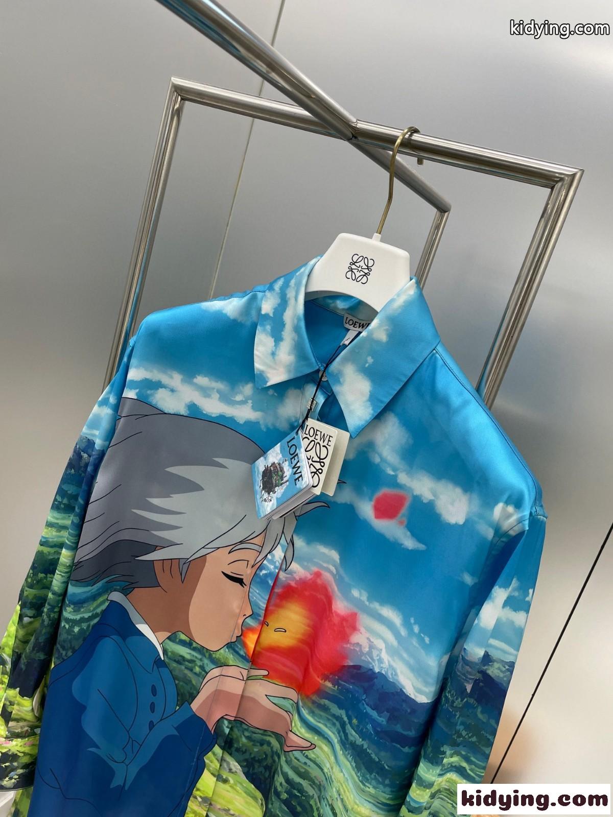 LOEWE x ハウルの動く城& ソフィーとカルシファー シルク トップス ロエベ シャツ コピー-0