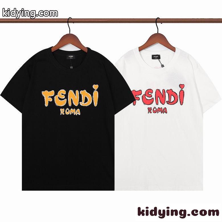 ユニセックス 定番 ロゴ プリント クルーネック フェンディ Tシャツ コピー 半袖 トップス 可愛い おしゃれ-6