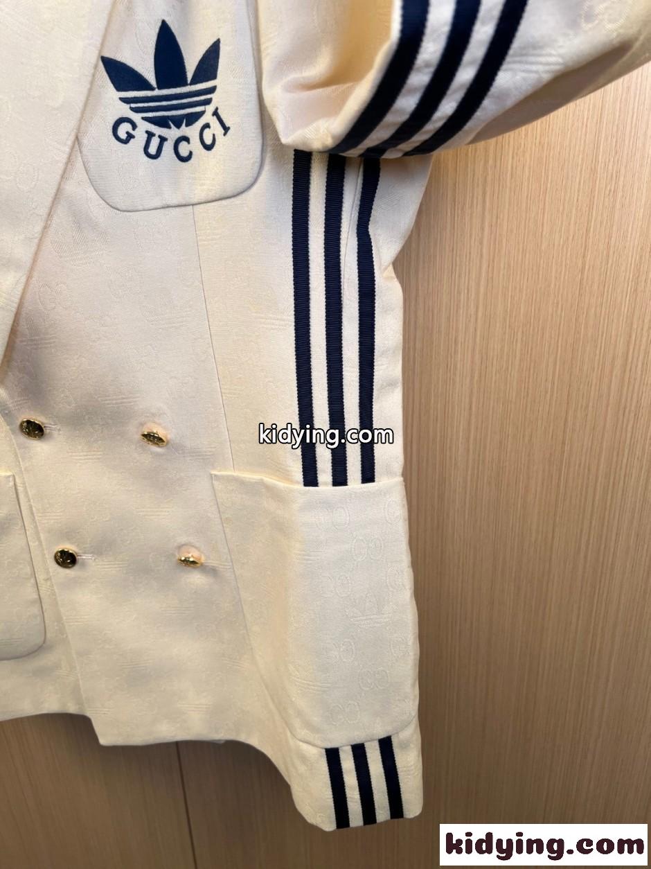 adidas × GUCCI ジャケット & スラックス スーツ グッチ セットアップ 偽物 ベージュ-4