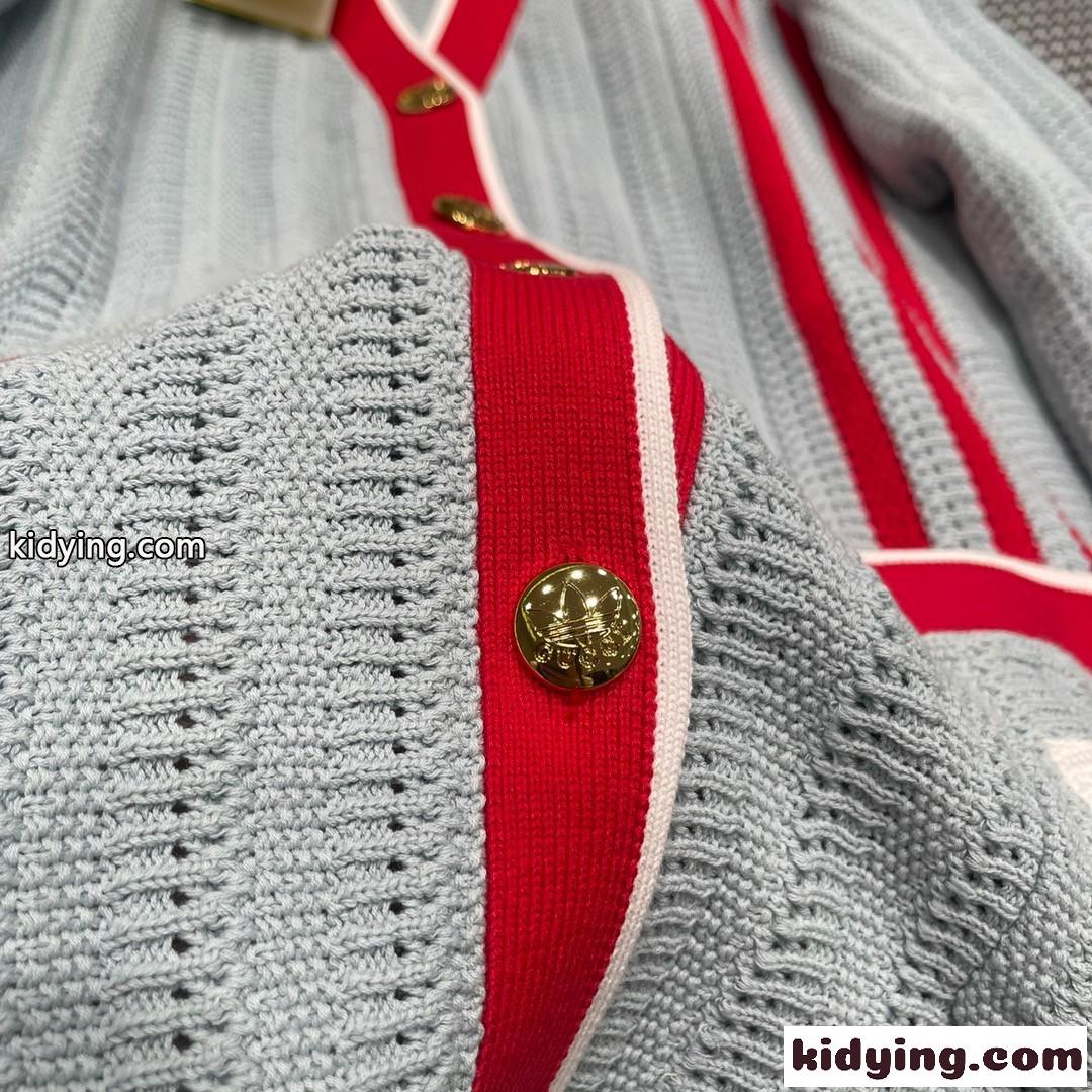 adidas x Gucci リブステッチ カーディガン グッチ カーディガン コピー Vネック 長袖-2