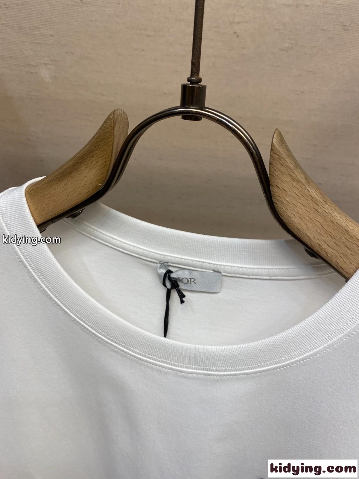 DIOR AND KAWS Tシャツ スーパーコピー コットン 半袖Tシャツ ホワイト-0