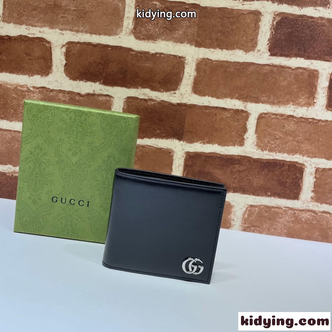 シンプル ダブルG カードケース ウォレット グッチ 財布 コピー メンズ 二つ折り ブラック-0