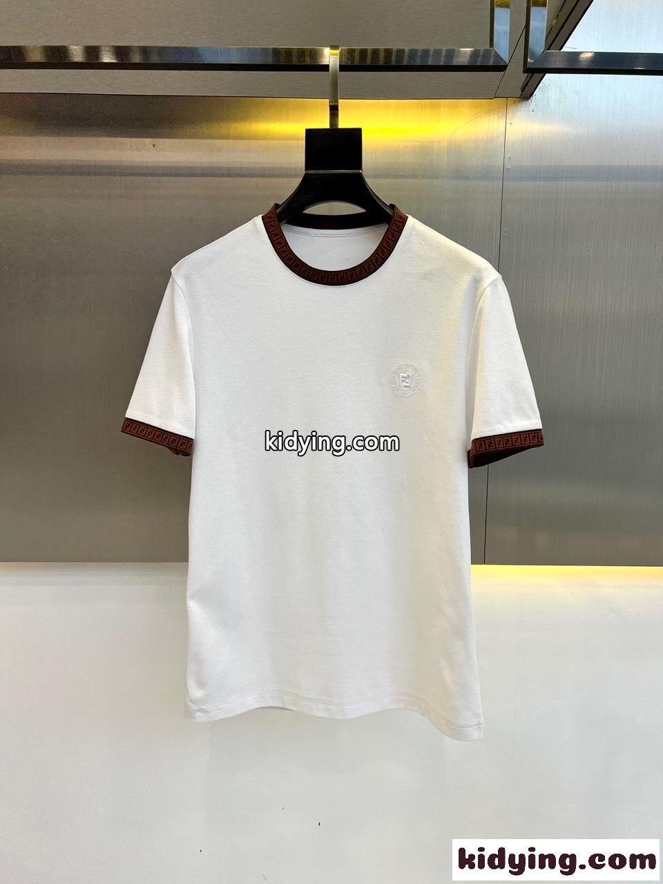 カジュアル 人気 フェンディ 半袖Tシャツ コピー コットンジャージーTシャツ ホワイト-0