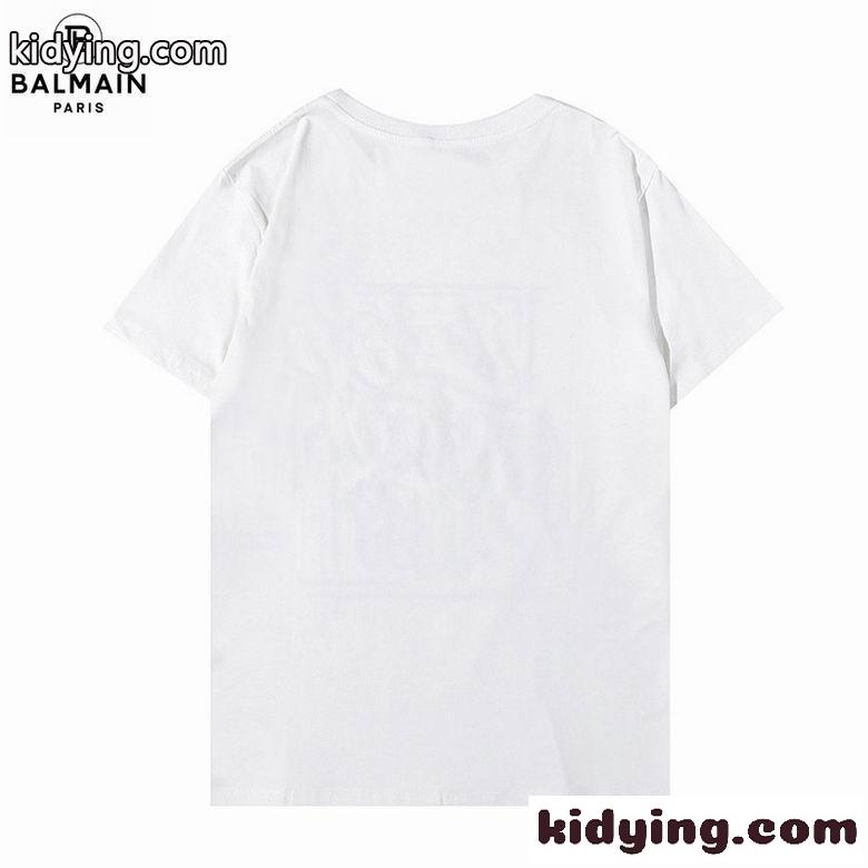 ベーシック ゆったり 快適 クルーネック バルマン Tシャツ コピー 半袖 ロゴプリントTシャツ-4