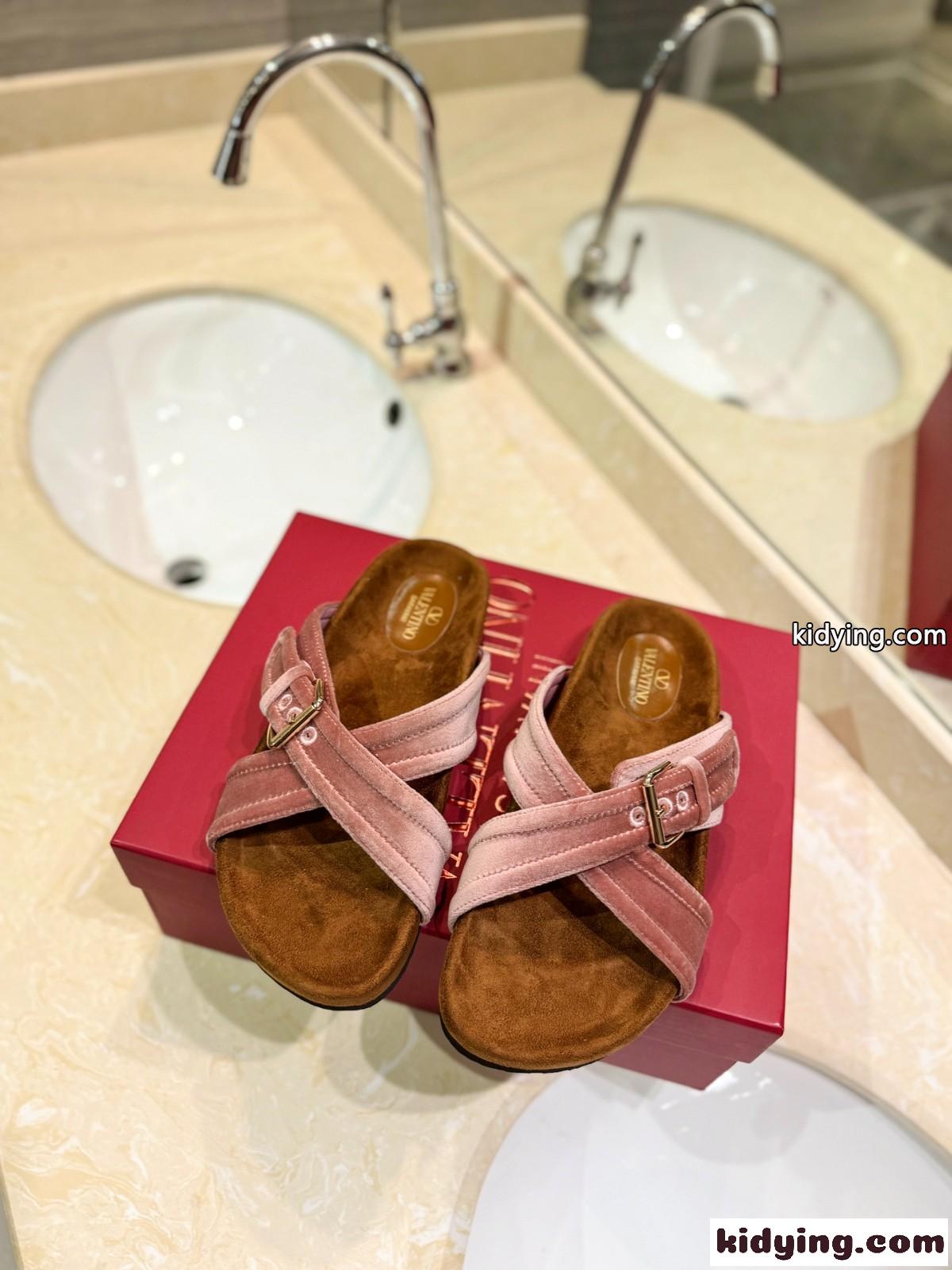 ファスフレンド ベルベット スライドサンダル ヴァレンティノ スーパーコピー ピンク-2