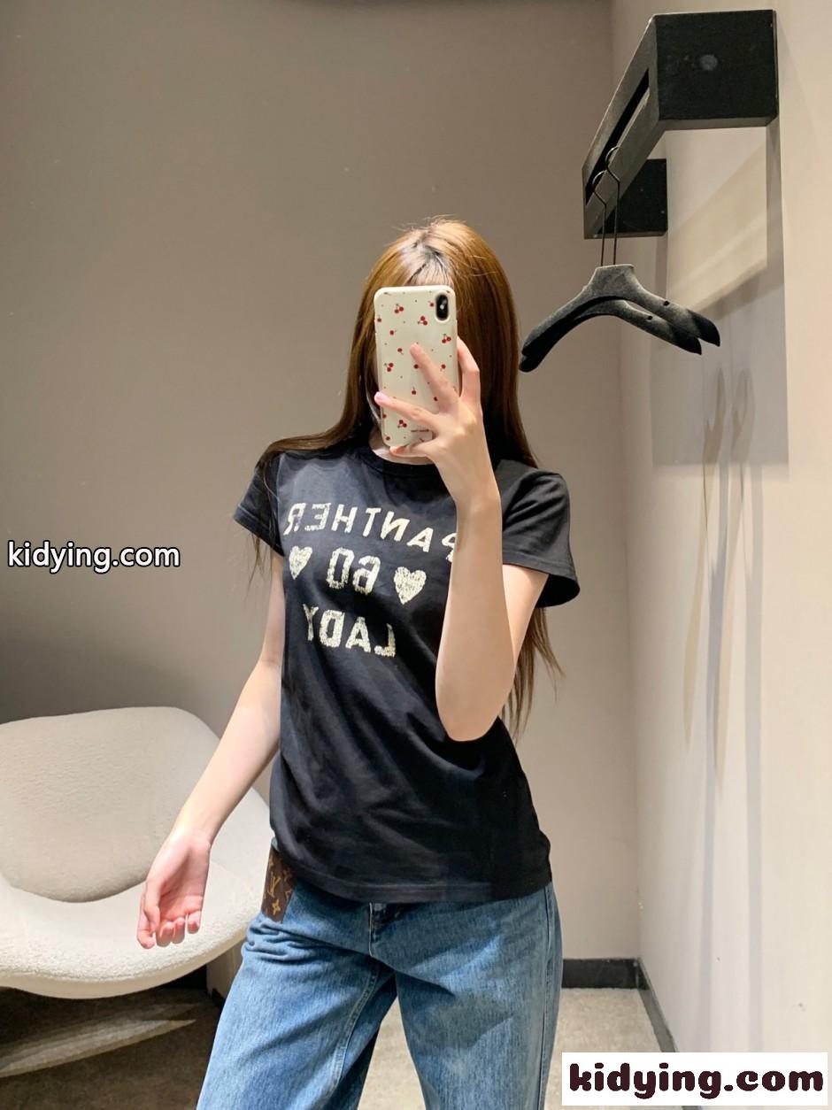 カジュアル プリント コットン 半袖Tシャツ ヴァレンティノ Tシャツ 偽物 ブラック-3