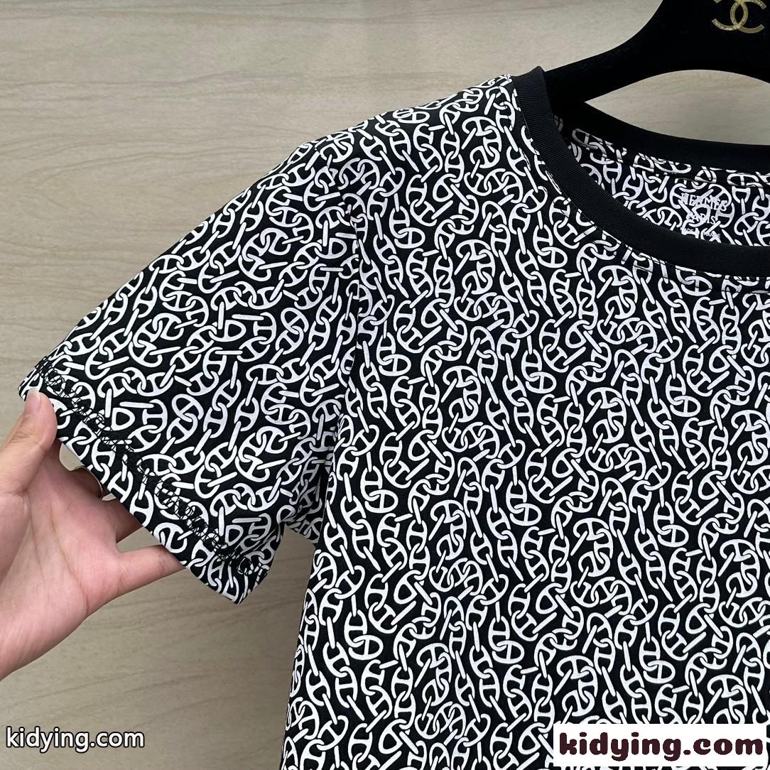 目を惹くデザイン♥マイクロTシャツ エルメス 半袖Tシャツ コピー ブラック-2