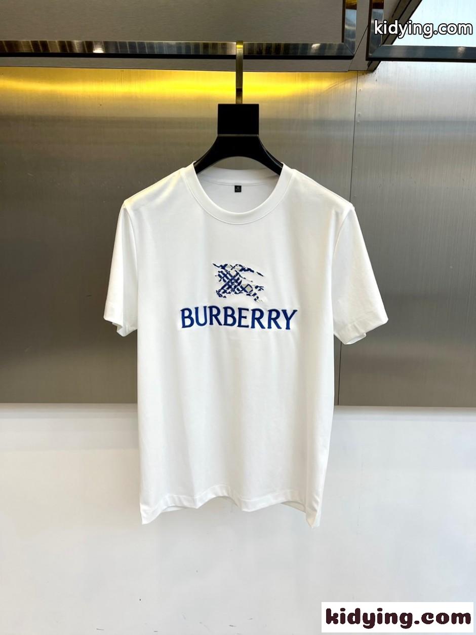 カジュアル ロゴ 半袖Tシャツ バーバリー Tシャツ 偽物 コットン ホワイト-1