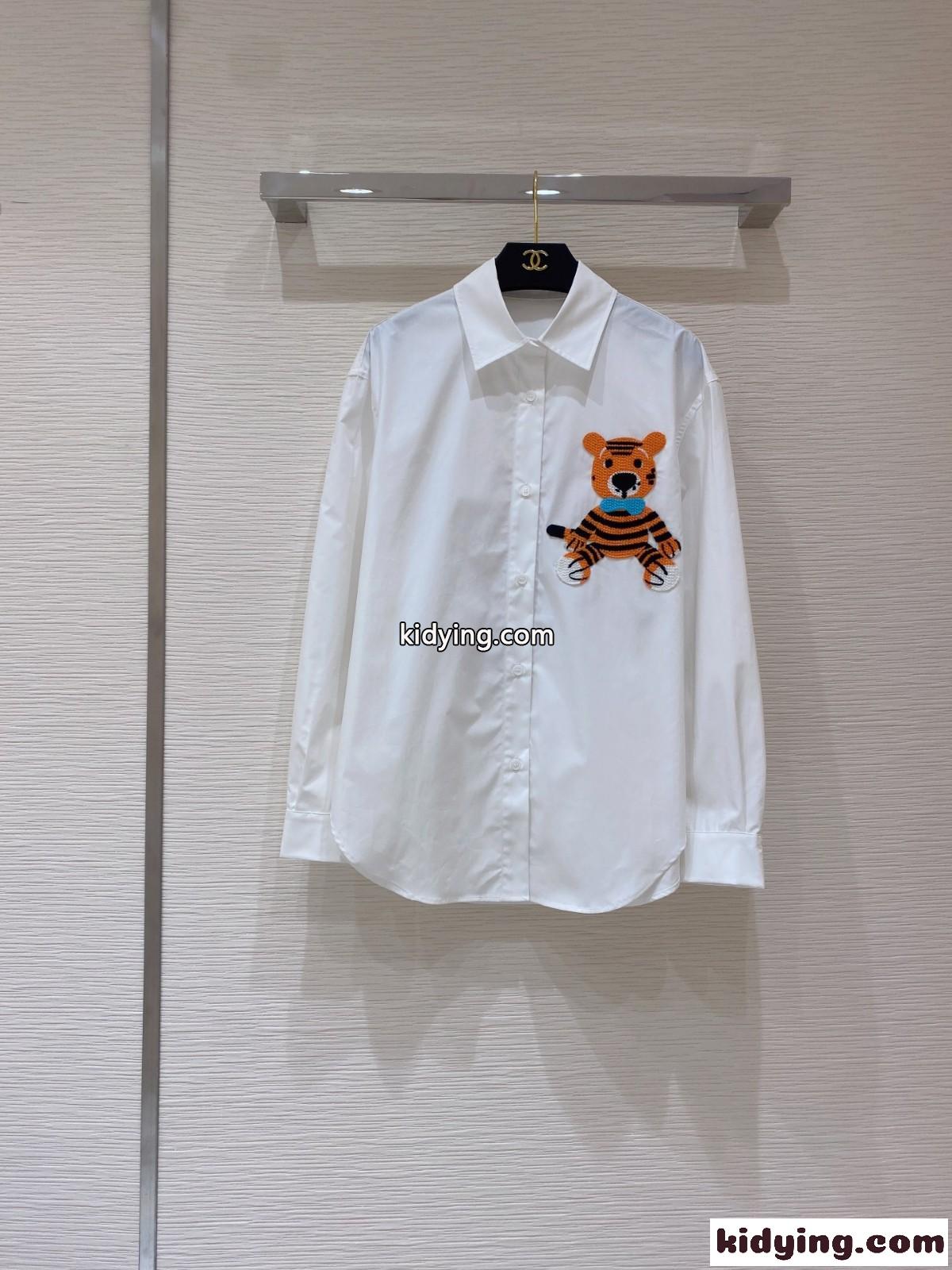 可愛い カジュアル オシャレ 柔らかい タイガー ポロネック ケンゾー シャツ コピー 長袖 トップス きれいめ ホワイト-0