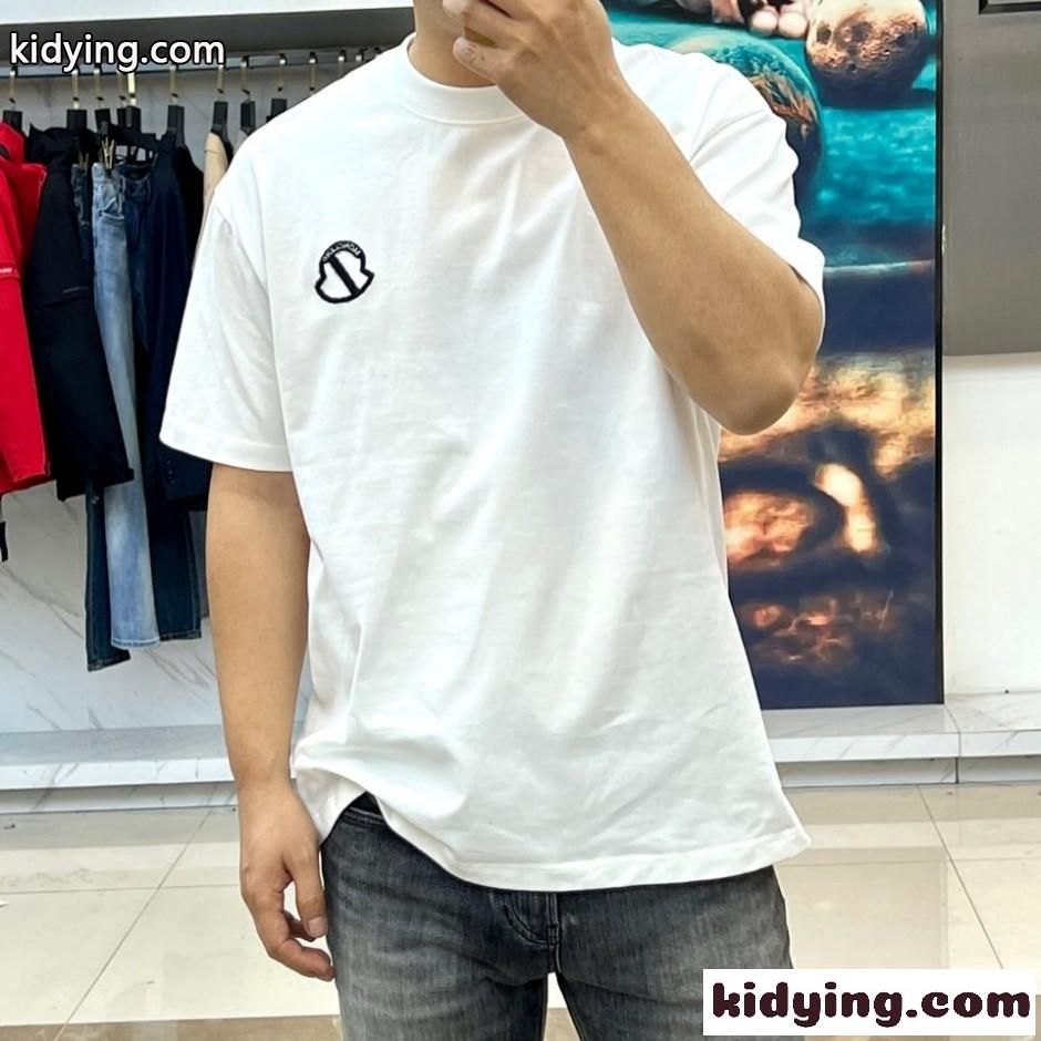 カジュアル ロゴ 半袖Tシャツ モンクレール Tシャツ 偽物 クルーネック ホワイト-1