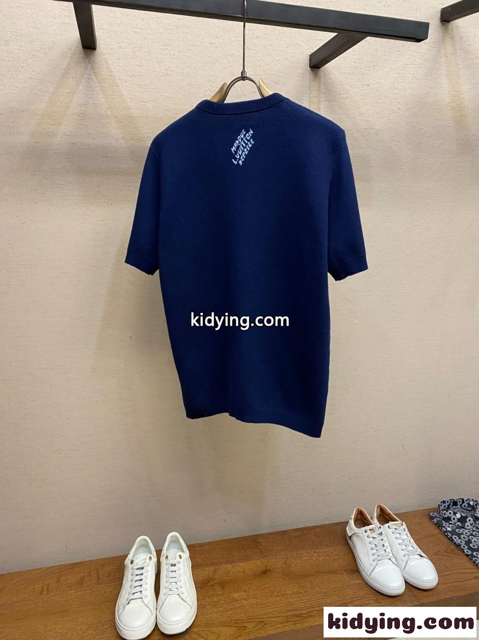 ショートスリーブ ジャカード クルーネック ルイ・ヴィトン Tシャツ コピー-1