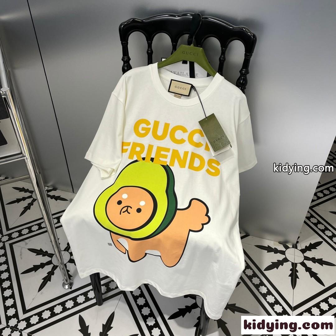Gucci Friends プリント コットンTシャツ グッチ Tシャツ コピー ユニセックス-4