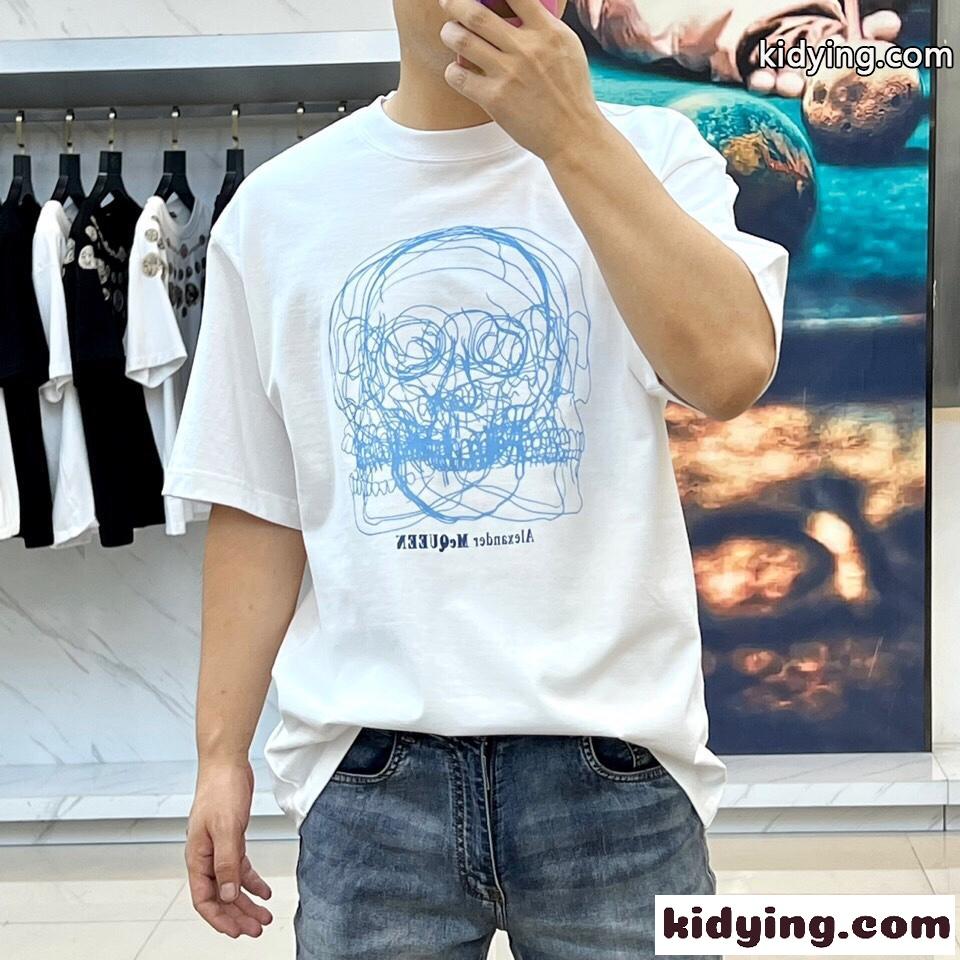 おしゃれ スケッチスカルTシャツ アレキサンダー・マックイーン Tシャツ コピー ホワイト-2