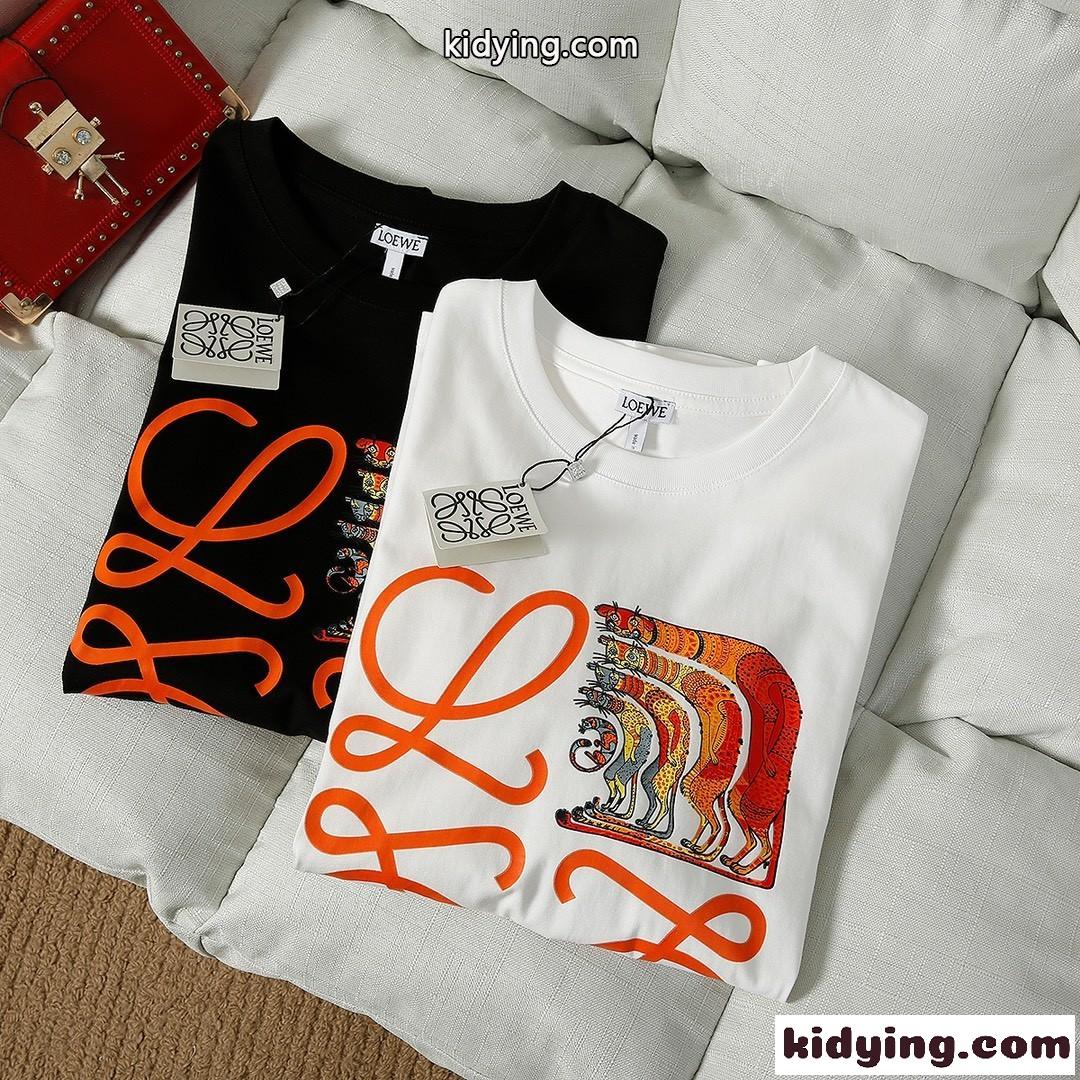 ベーシック ロゴ プリント ゆったり 流行り 着心地いい ロエベ tシャツ コピー 春夏 コットン おしゃれ カジュアル-2