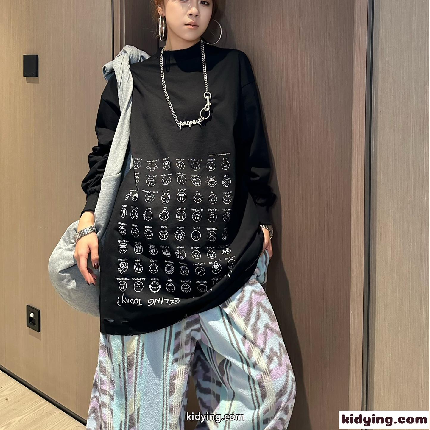 カジュアル プリント オーバーサイズ バレンシアガ Tシャツ コピー ユニセックス-0
