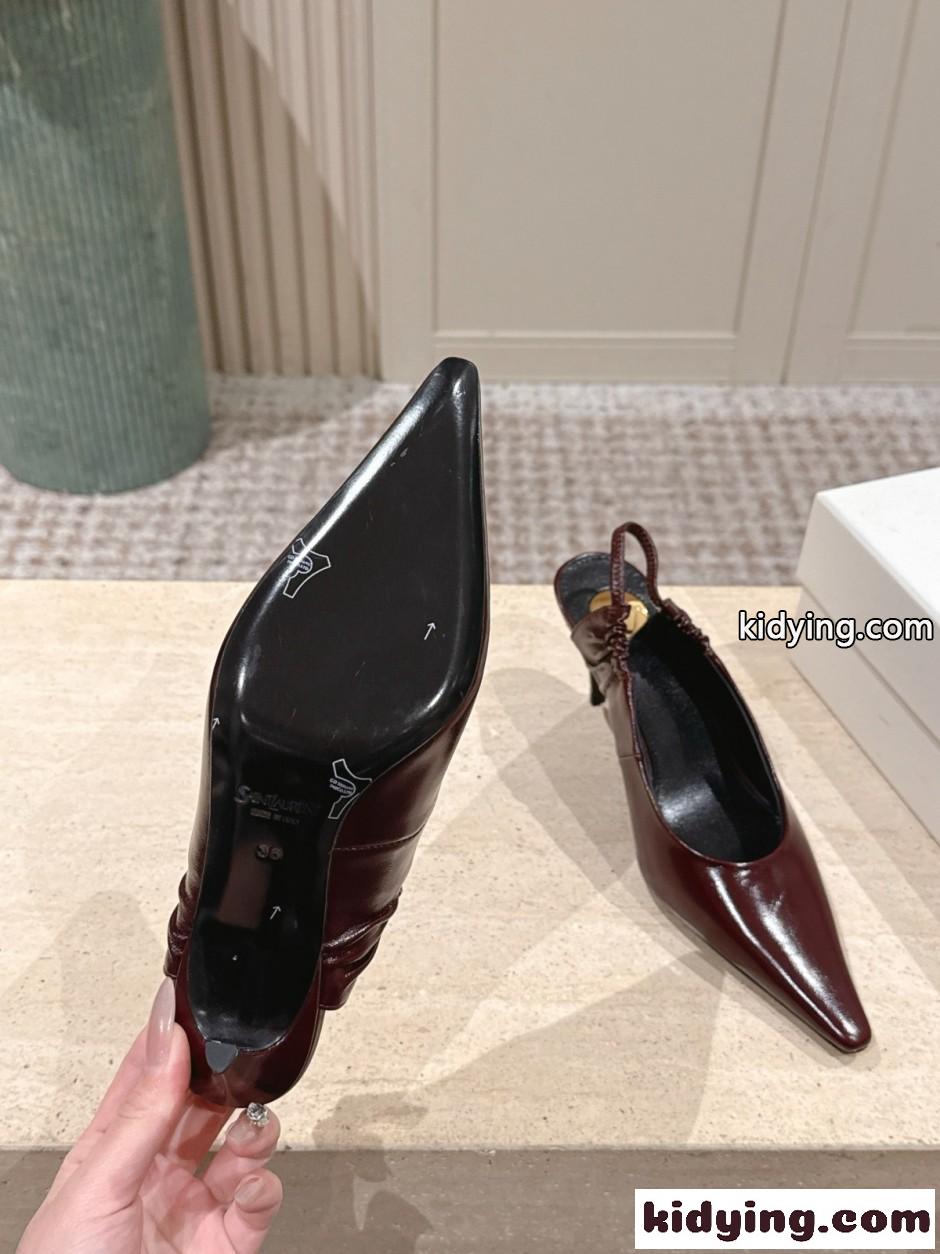 YSL アン＝マリー スリングバックパンプス イヴ・サンローラン パンプス コピー ボルドー-3