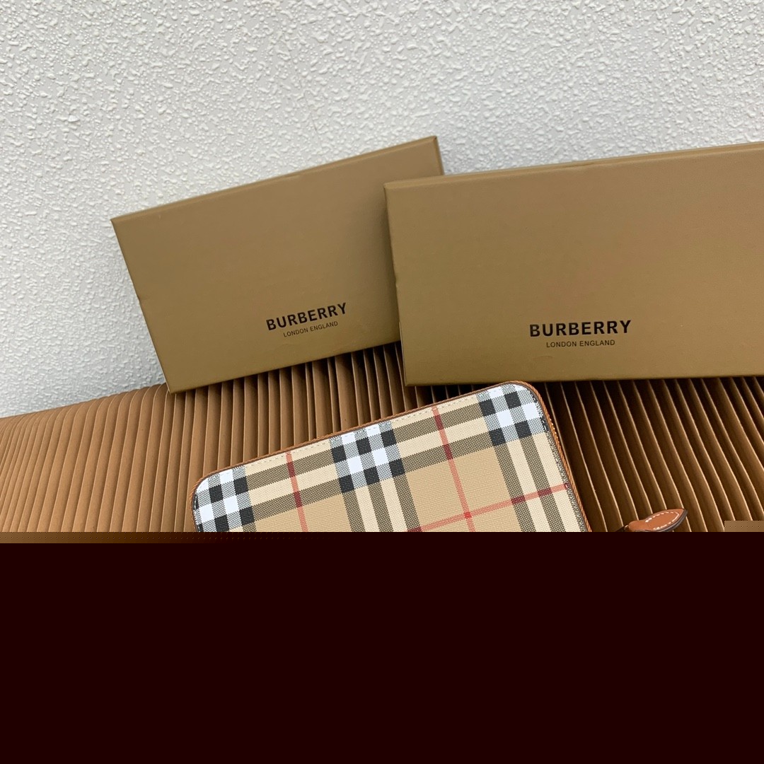 チェック ジップウォレット バーバリー 財布 コピー 長財布 ブラウン-2