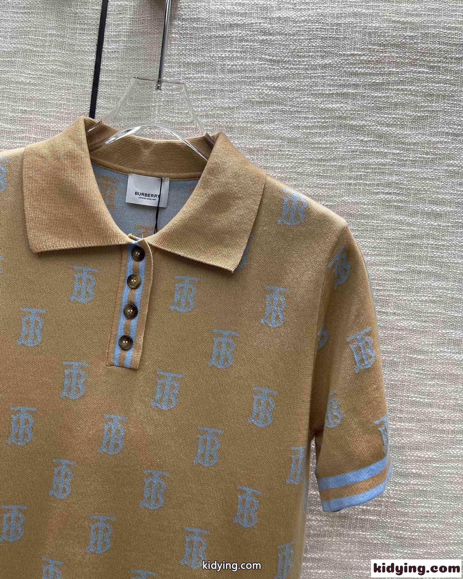 モノグラム ウールブレンド 半袖 ポロシャツ バーバリー Tシャツ コピー レディース-4