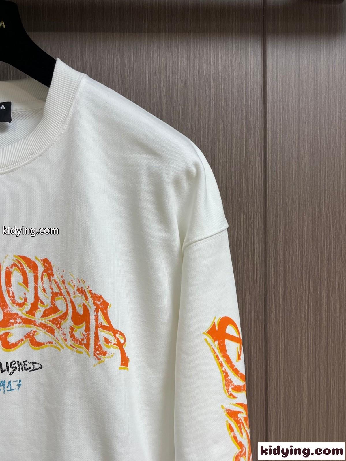 おしゃれ カジュアル プリント ロングスリーブ Tシャツ バレンシアガ Tシャツ コピー ホワイト-2