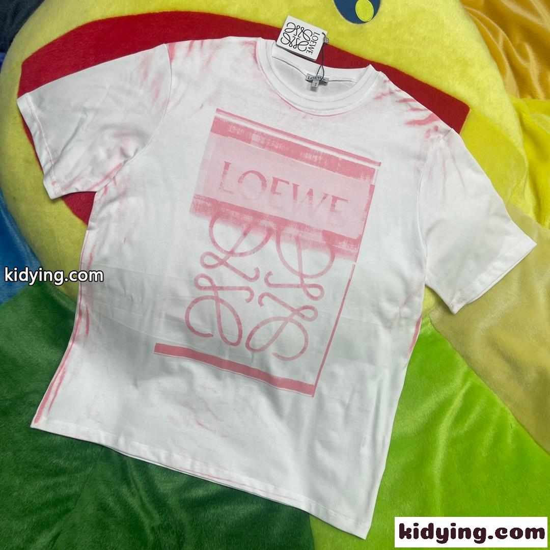 カジュアル アナグラム ロゴ プリント ロエベ tシャツ コピー 半袖 コットン 人気 おしゃれ-4