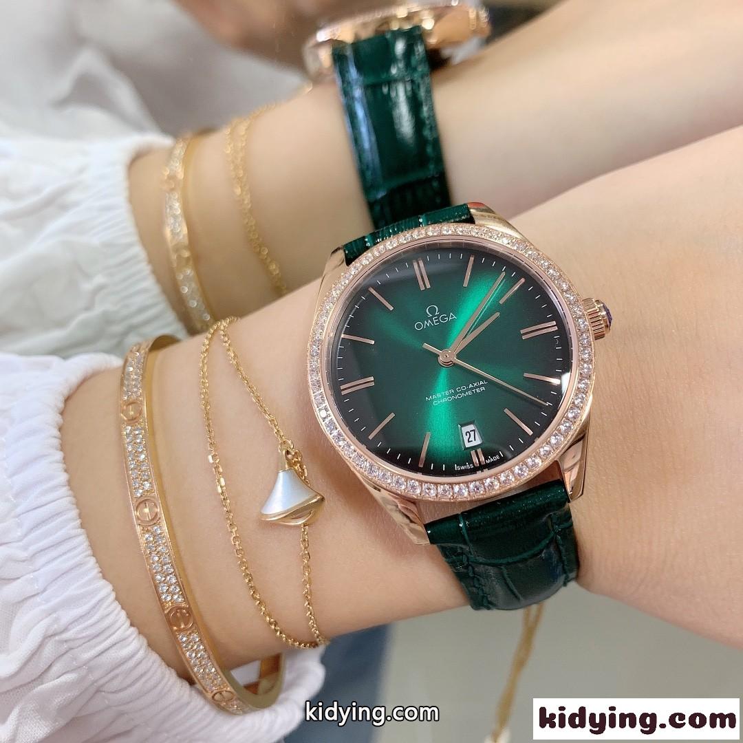 オメガ 時計 コピー レディース 34mm ローズゴールド エレガント 女子力アップ 腕時計 シンプル おしゃれ-1