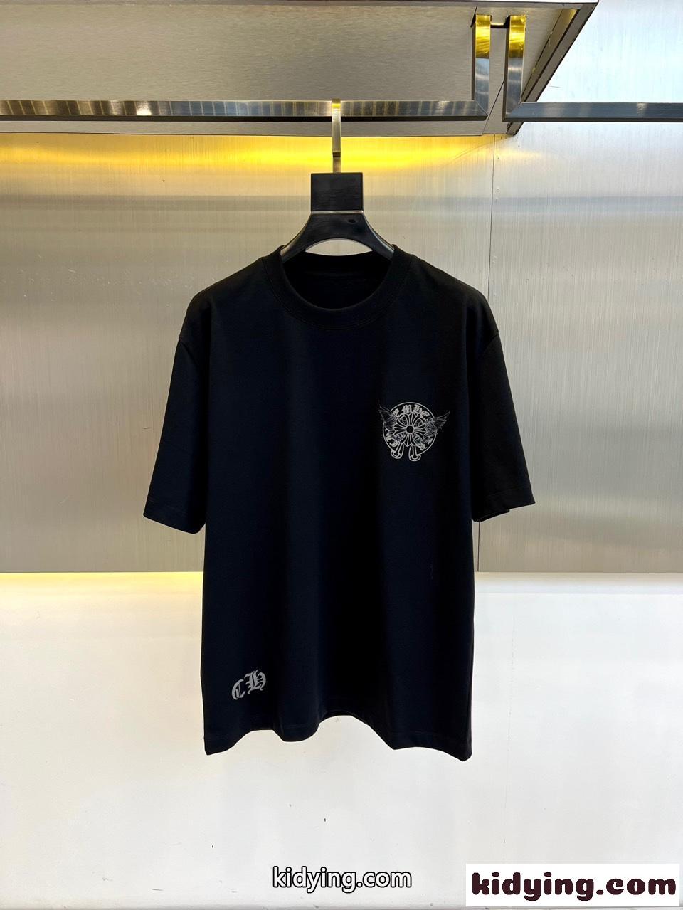 シンプル プリント ゆったり 半袖Tシャツ クロムハーツ Tシャツ コピー コットン ホワイト-0