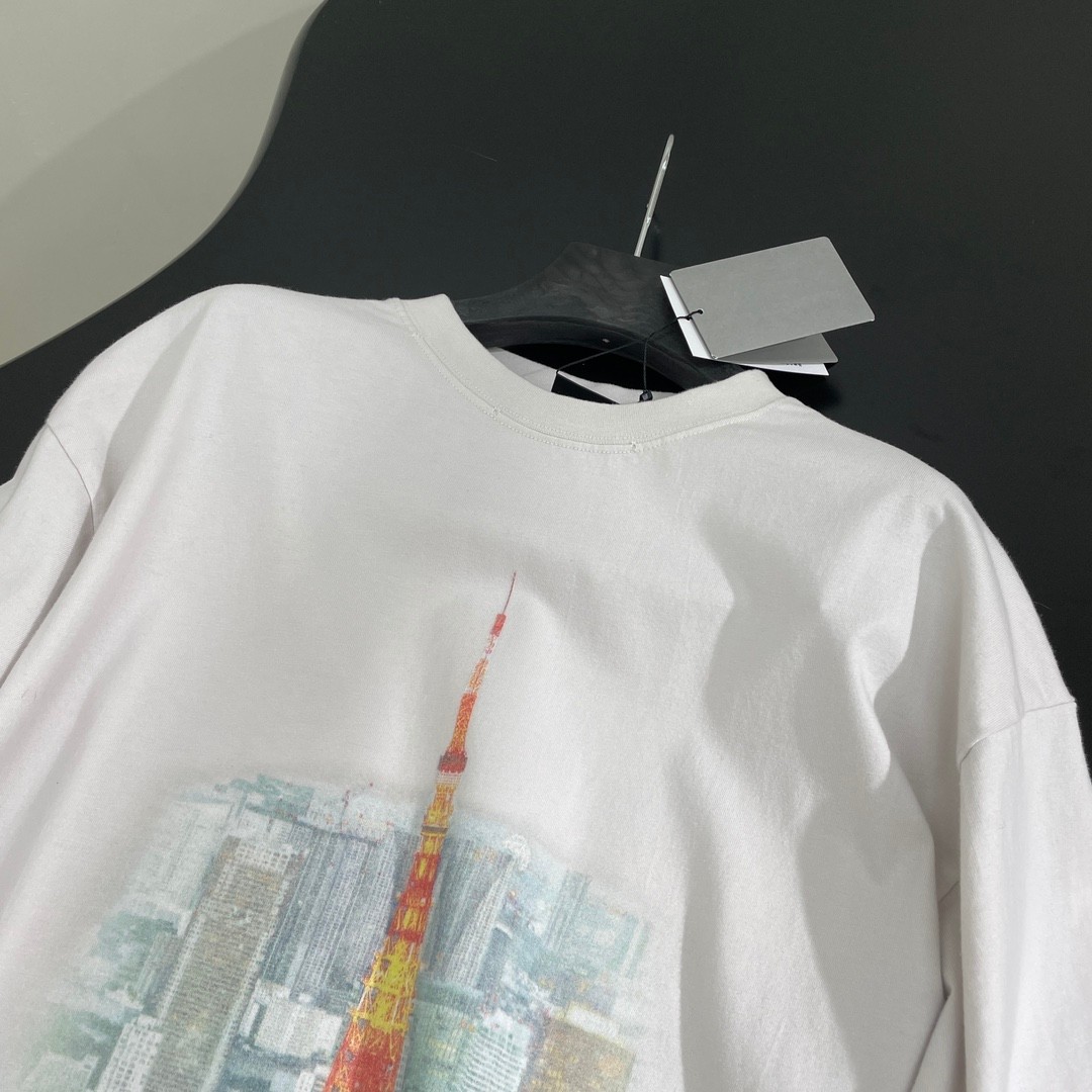 ユニセックス オーバーサイズ プリント Tシャツ バレンシアガ 半袖Tシャツ コピー-2
