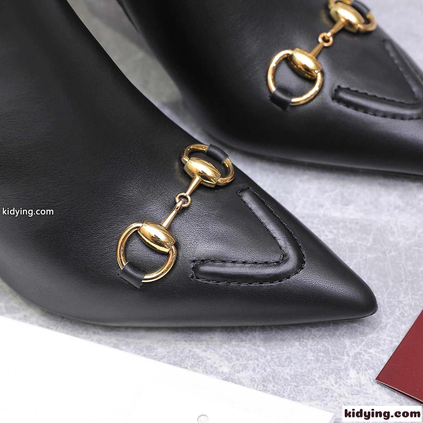 Gucci ホースビット レザー アンクルブーツ グッチ ブーツ コピー ポインテッドトゥ ブラック-4