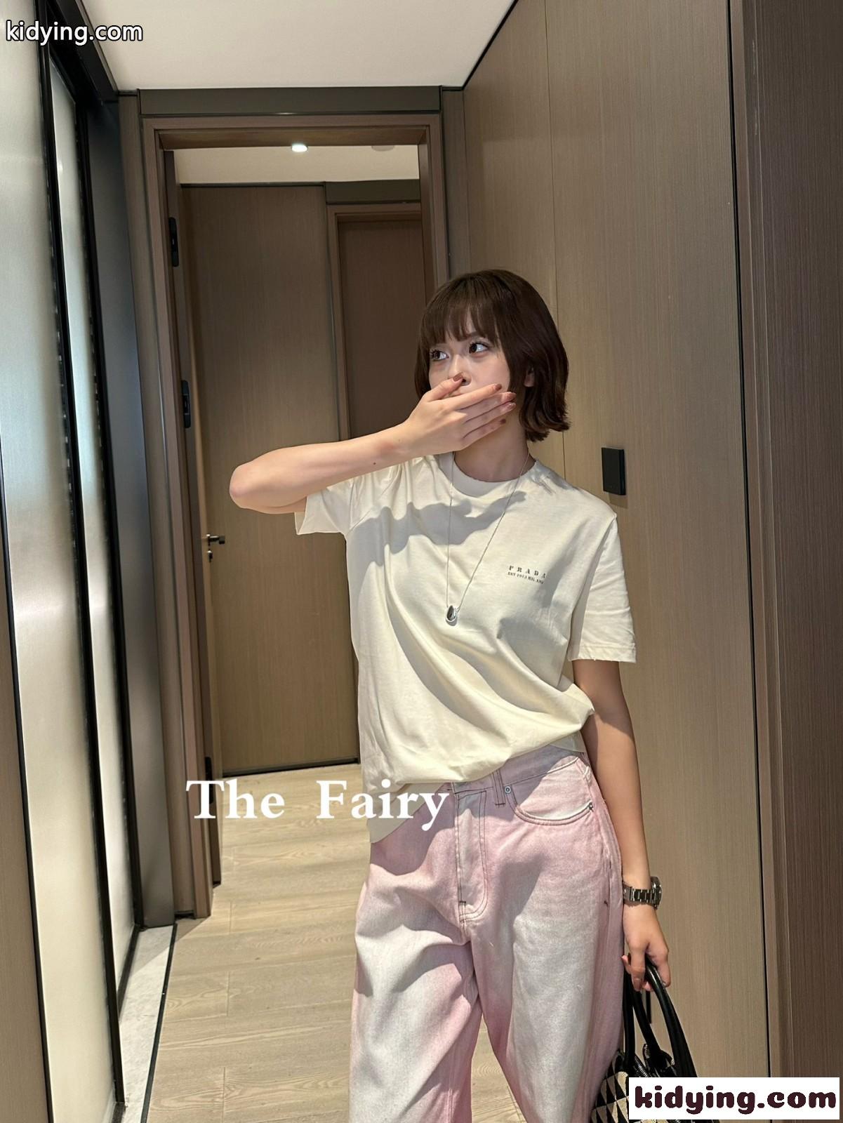 ユニセックス 人気 シンプル コットンジャージ 半袖Tシャツ プラダ Tシャツ コピー アプリコット-5