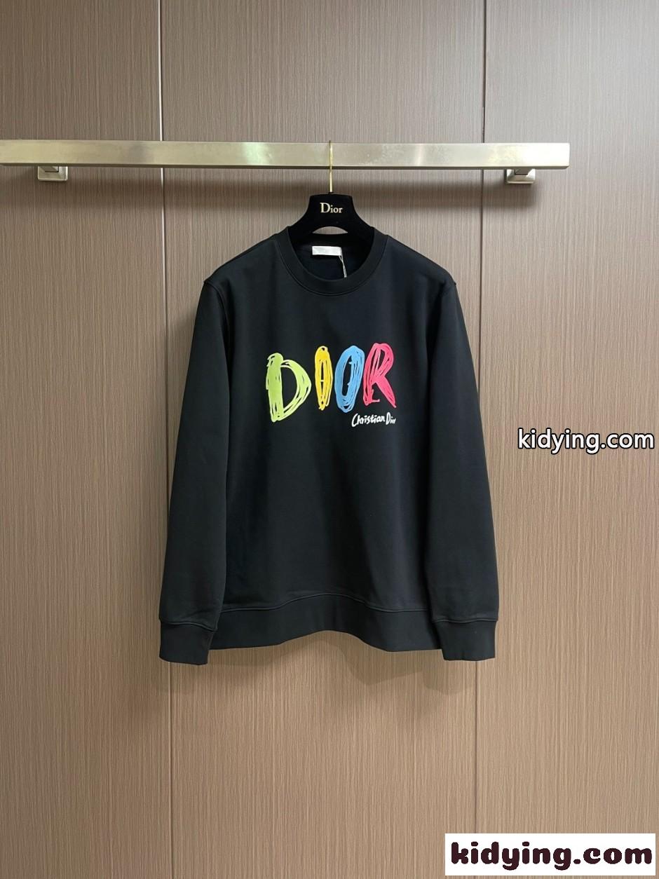 定番 ロゴ コットン スウェットシャツ クリスチャン・ディオール Tシャツ コピー ブラック-0