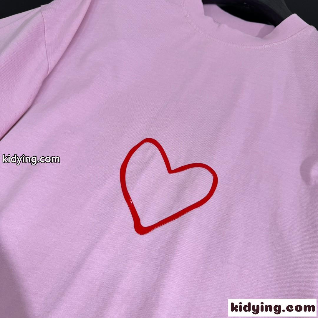 オーバーサイズ LOVEY 半袖Tシャツ バレンシアガ Tシャツ コピー ピンク-3