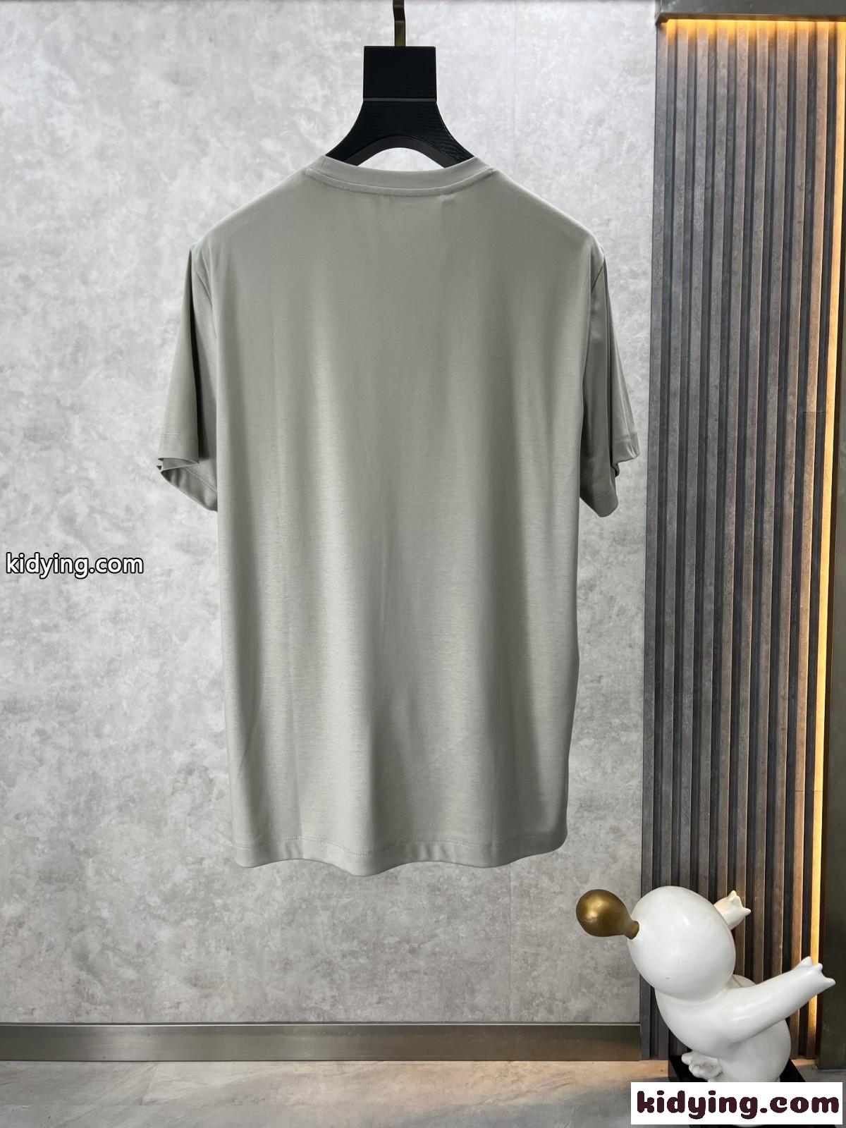 シンプル ロゴ入り バルマン Tシャツ コピー クルーネック 半袖Tシャツ グレー-0