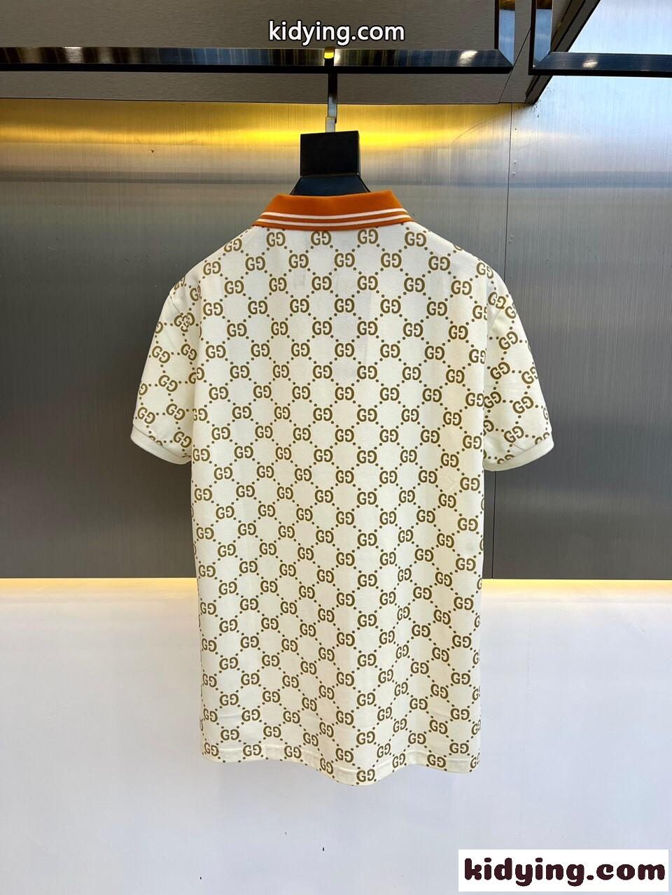 グッチ Tシャツ コピー メンズ 人気 GG ストレッチ コットン ポロシャツ-3
