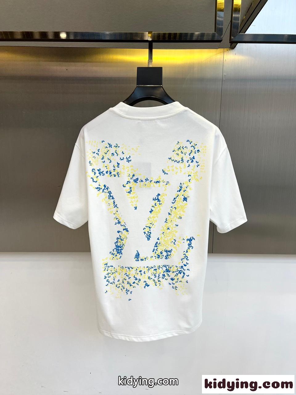 お洒落 ロゴプリント クルーネック ルイ・ヴィトン Tシャツ 偽物 半袖Tシャツ ホワイト-4
