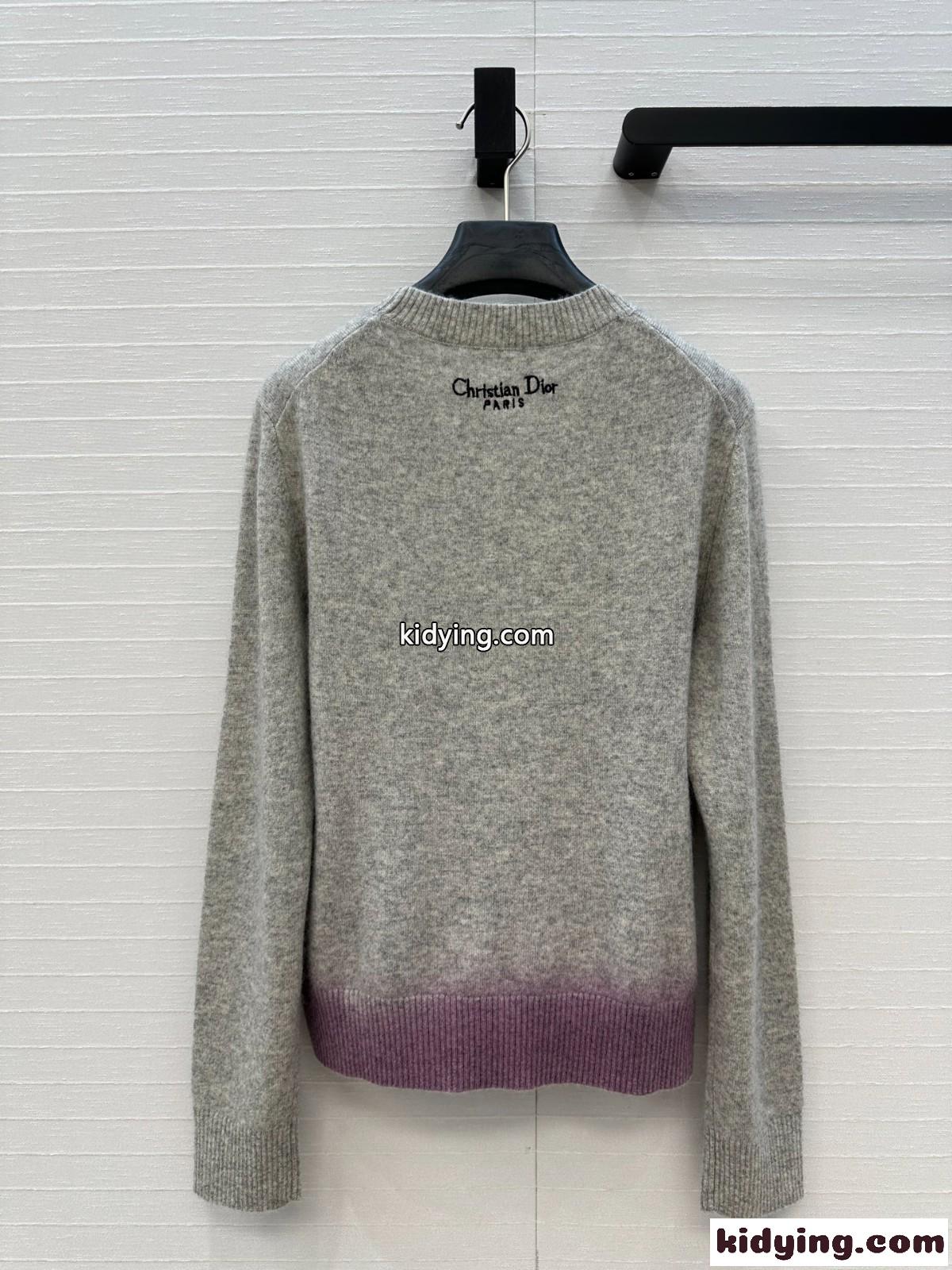 Dior Pivoine カシミヤニット クリスチャン・ディオール セーター スーパーコピー グレー-4