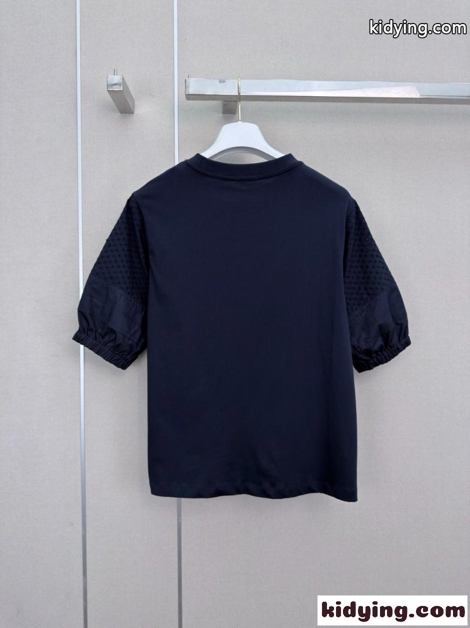 カジュアル 半袖 クルーネック カットソー モンクレール Tシャツ 偽物 ネイビー-3