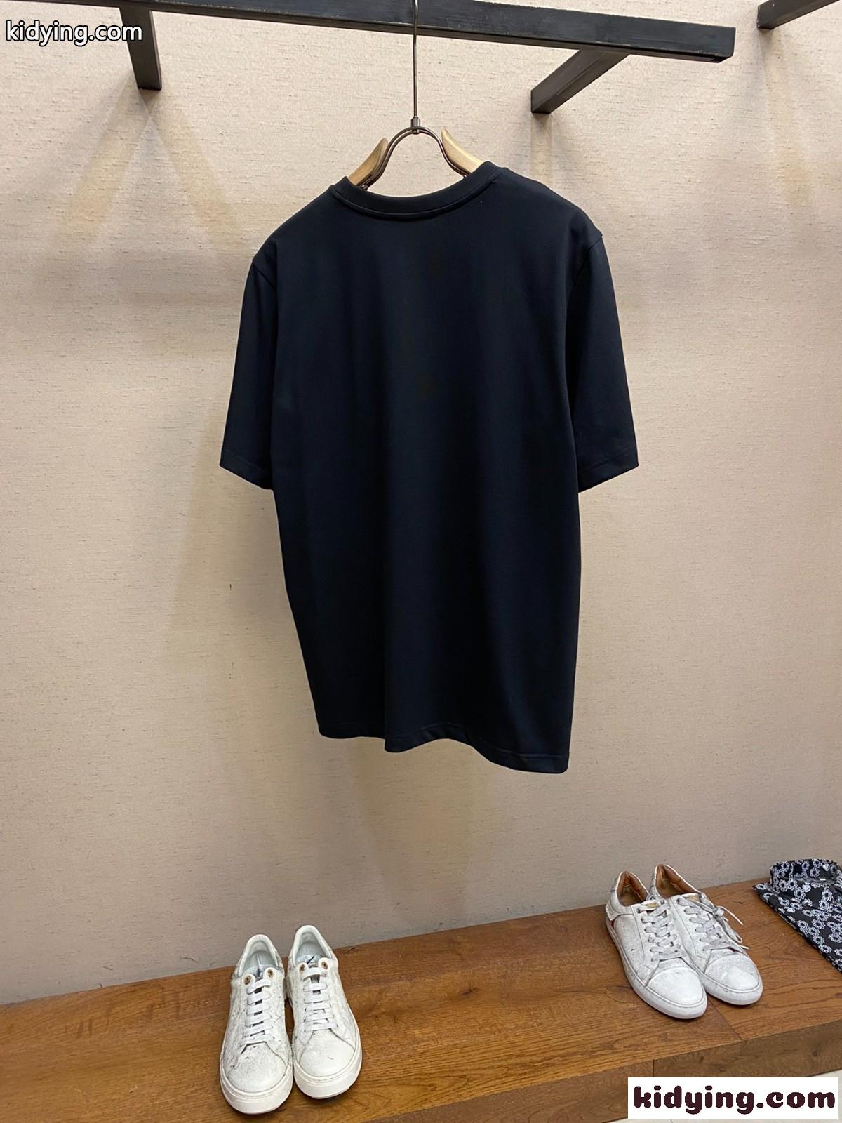 カジュアル ロゴパッチ クルーネック プラダ Tシャツ コピー ブラック-1