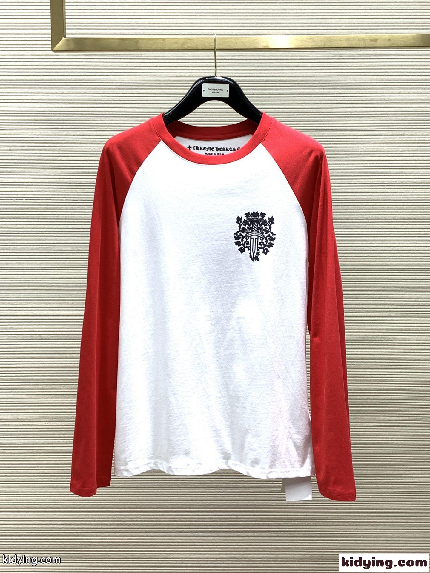 人気 クロムハーツ Tシャツ コピー おしゃれ プリント 配色 長袖Tシャツ-1
