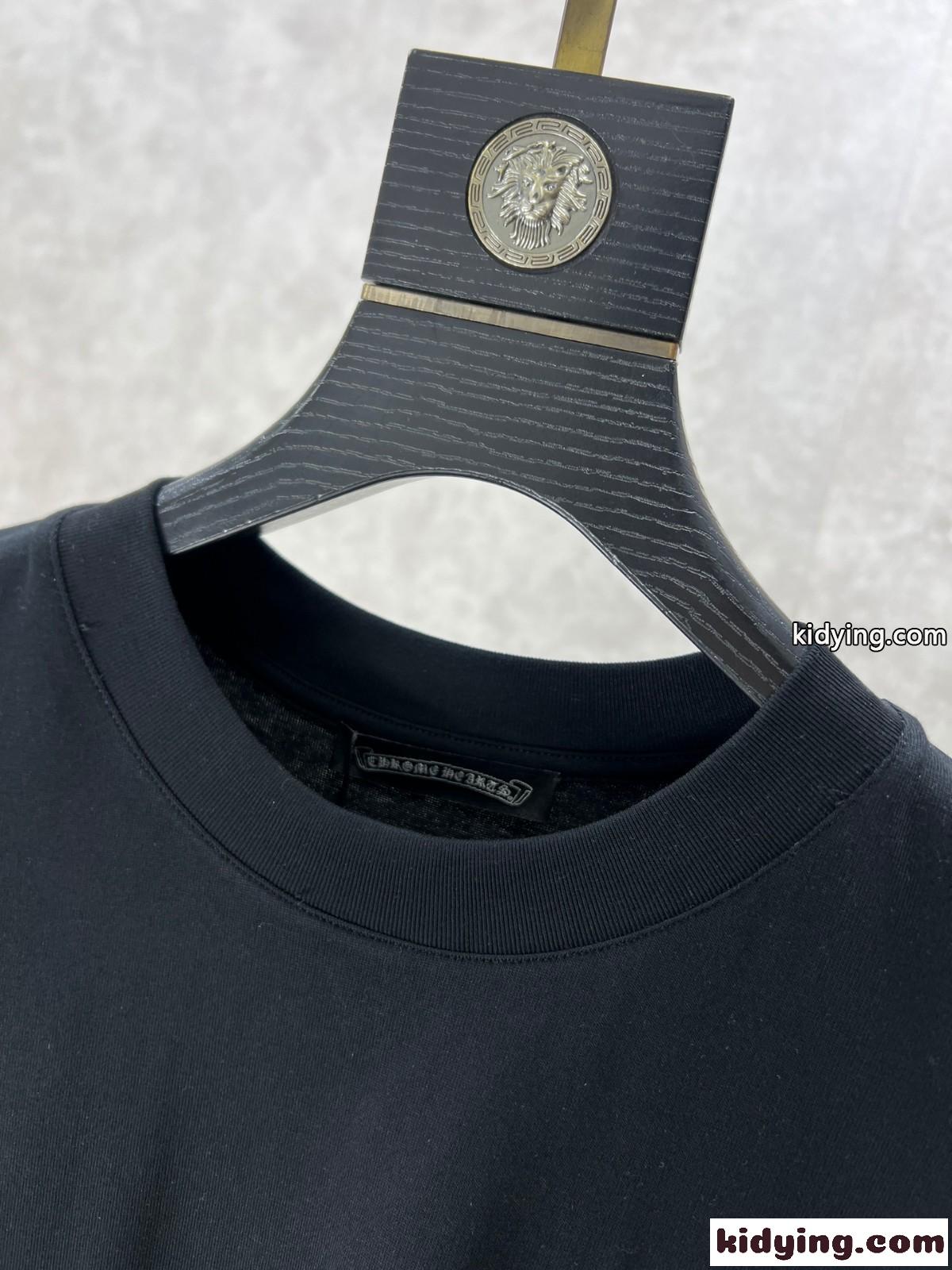 カジュアル クロムハーツ Tシャツ 偽物 クルーネック 半袖Tシャツ ブラック-3