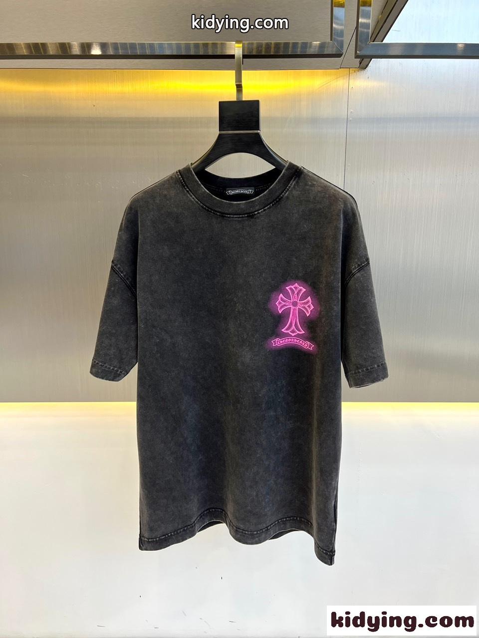 カジュアル クルーネック コットン 半袖Tシャツ クロムハーツ Tシャツ 偽物-0