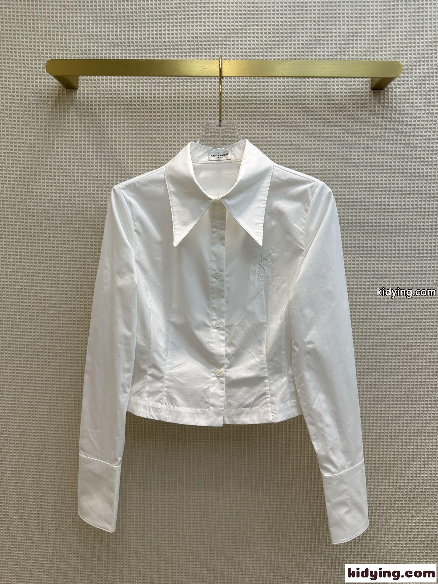 洗練された 上品 ロゴ 刺繍 イヴ・サンローラン シャツ コピー レディース エレガント-2
