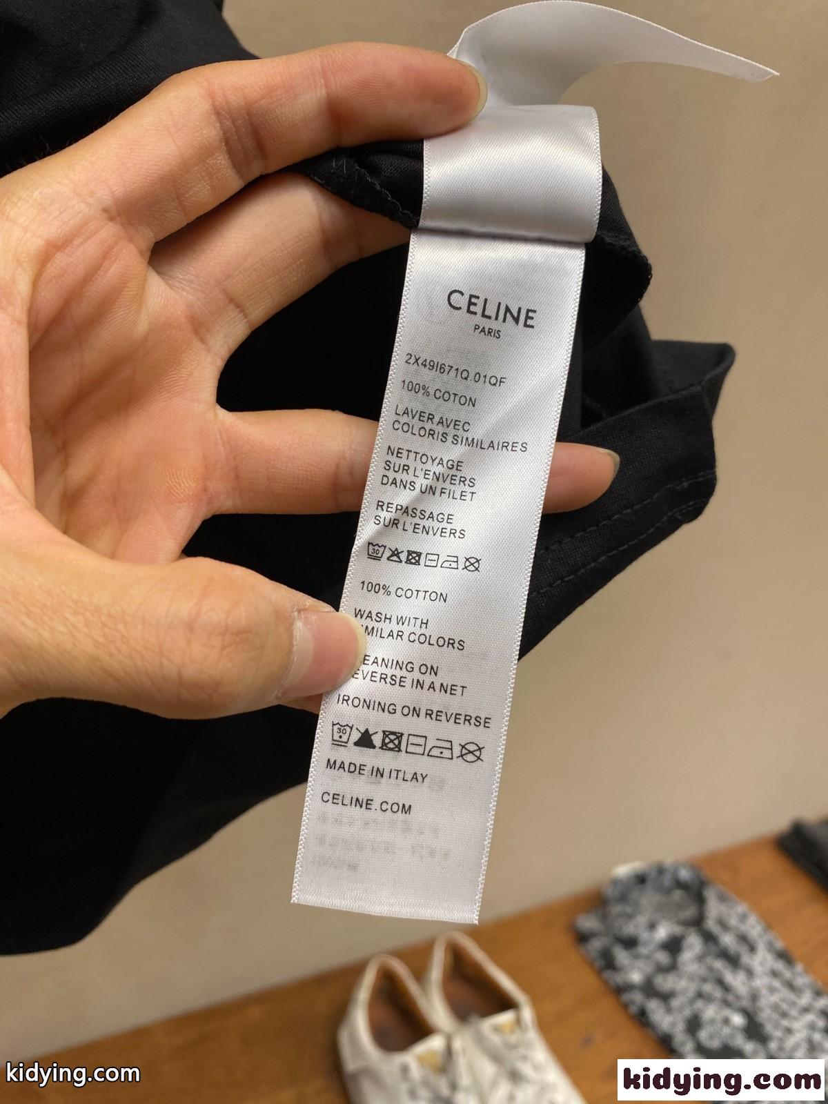 セリーヌ Tシャツ コピー シンプル ロゴ入り 半袖Tシャツ コットン クルーネック-4