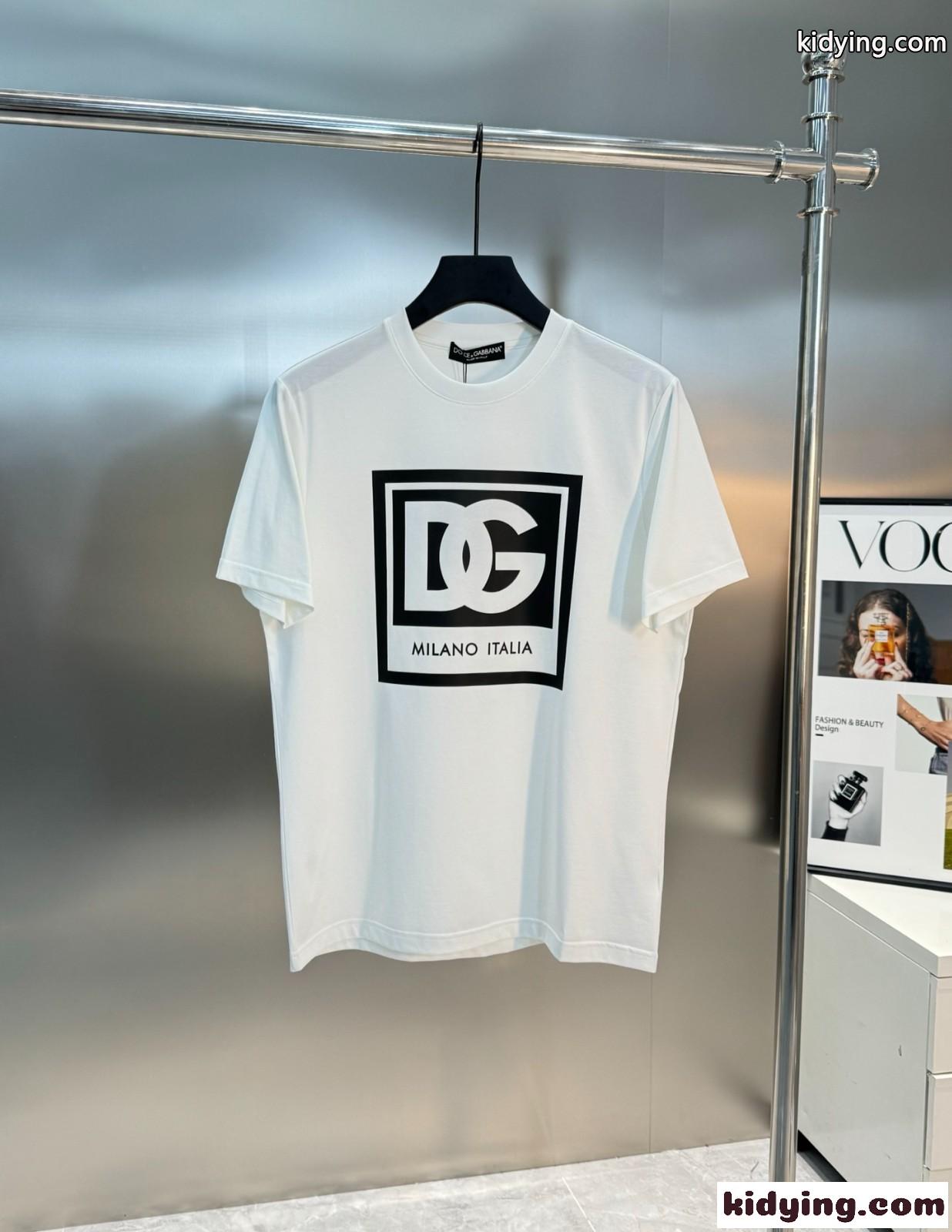 定番 カジュアル ドルチェ&ガッバーナ Tシャツ コピー プリント クルーネック 半袖Tシャツ ホワイト-0