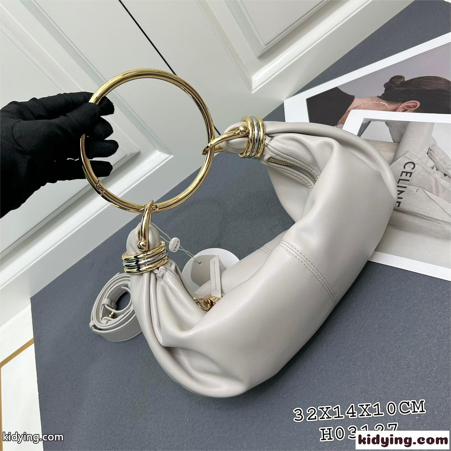グレインレザー BRACELET スモール ホーボーバッグ クロエ バッグ コピー ホワイト-0
