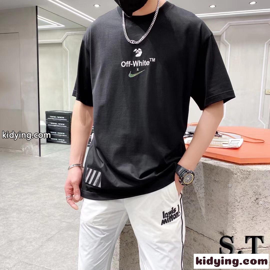 Off-White X Nike コットン 快適 カジュアル ストリート系 オフホワイト tシャツ コピー 春夏 半袖 トップス-2