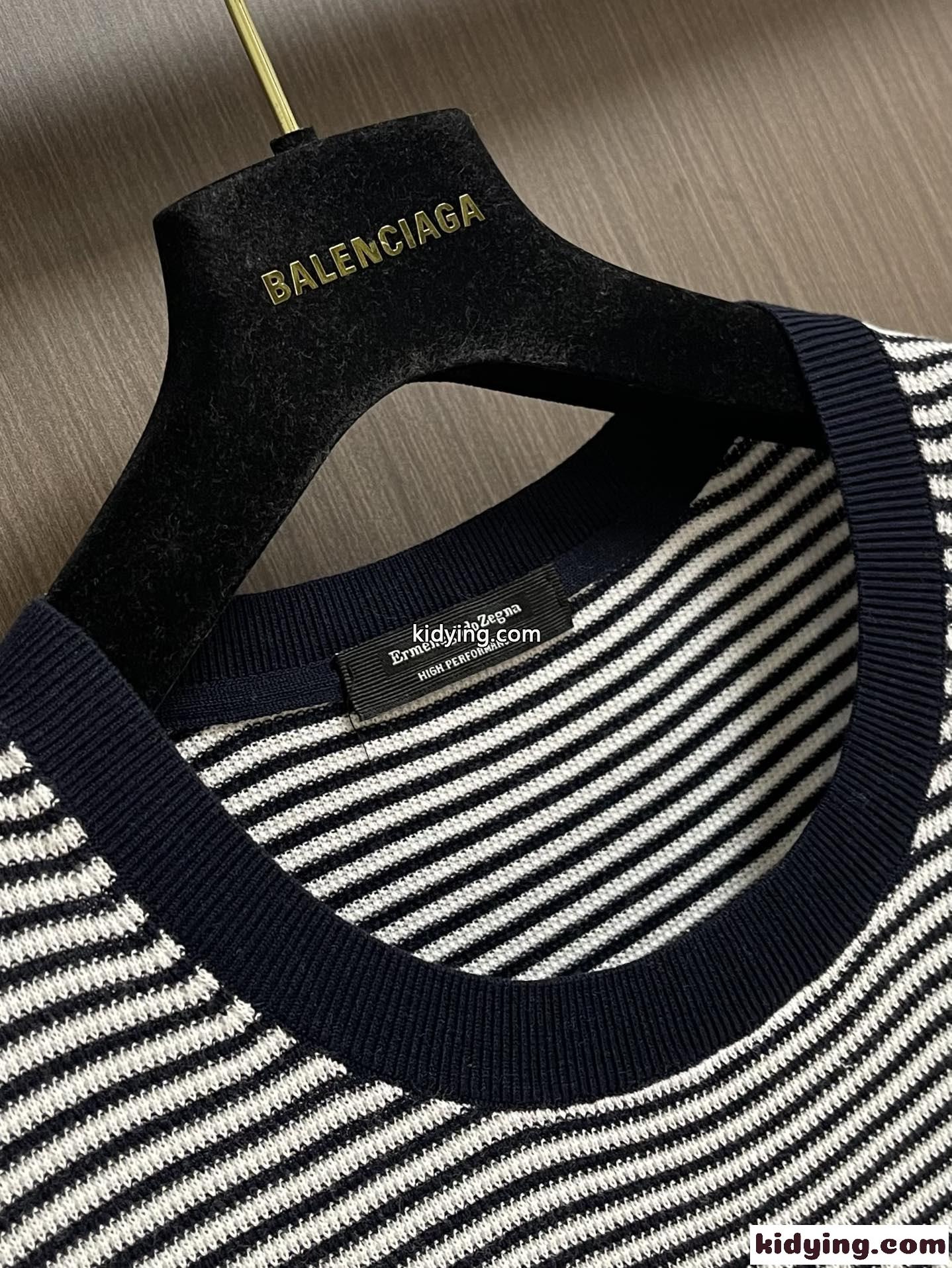 接触冷感 アイスシルク エルメネジルド・ゼニア 半袖Tシャツ コピー ストライプ-0