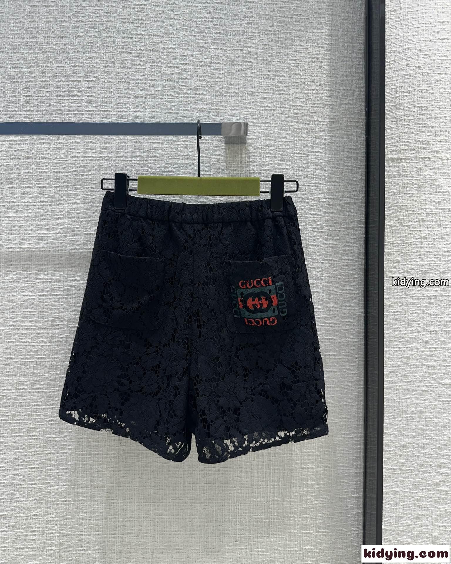 フローラル レース ショートパンツ グッチ パンツ コピー ブラック-4
