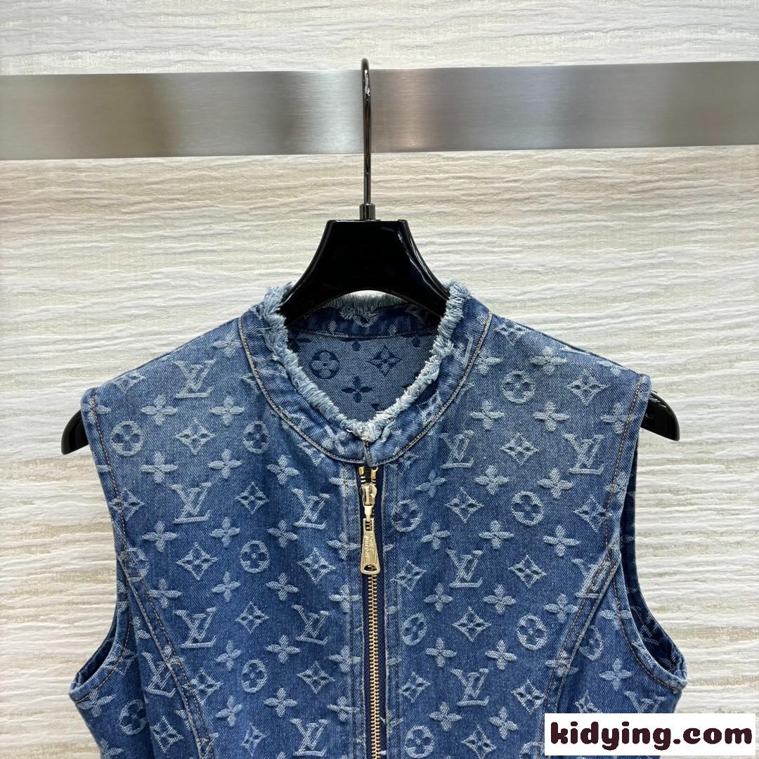 LV x ACモノグラムドレス ルイヴィトン ワンピース コピー デニム ノースリーブ-0