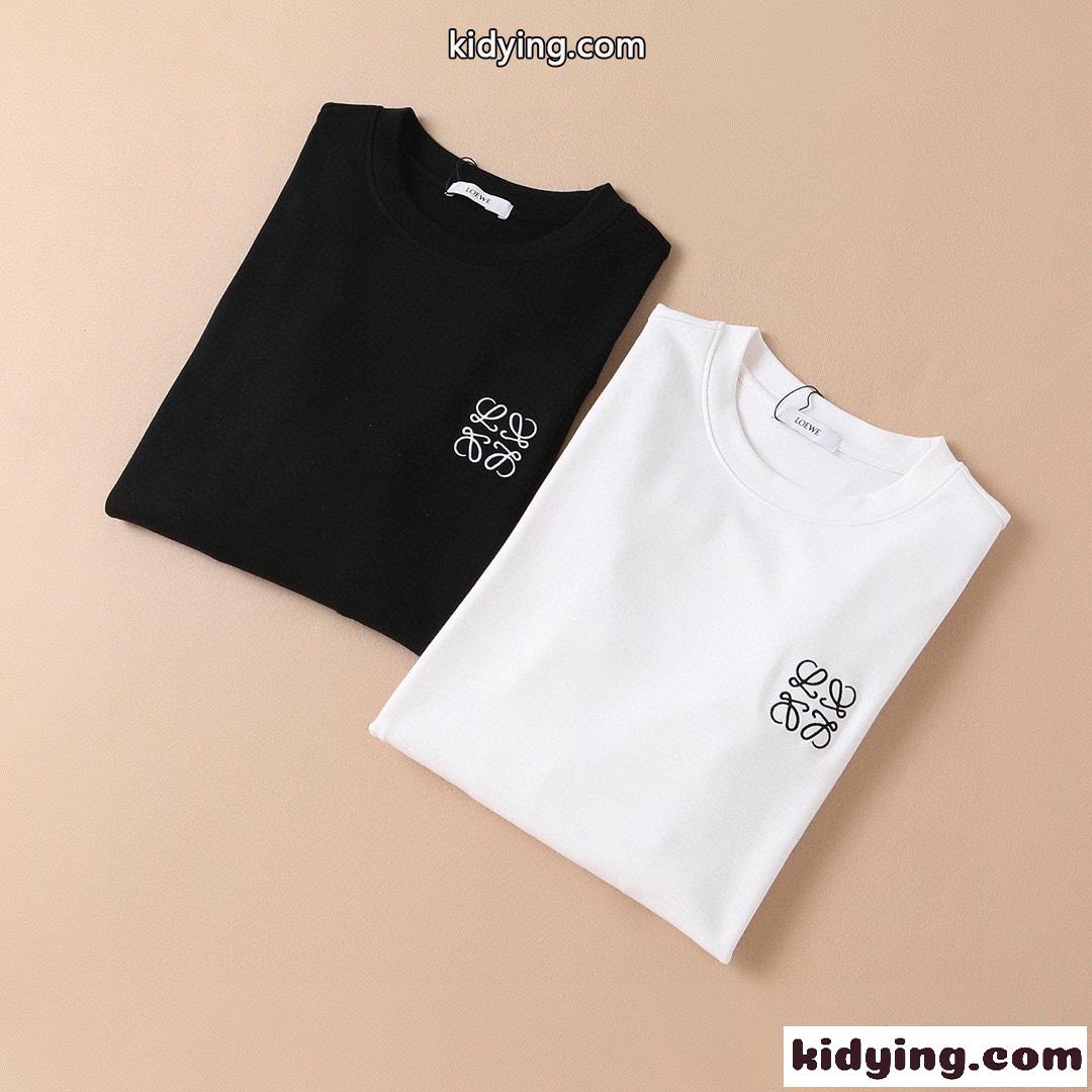 人気 シンプル ラウンドネック 裏起毛 ロエベ 長袖 tシャツ メンズ コピー プルオーバー ホワイト ブラック-1