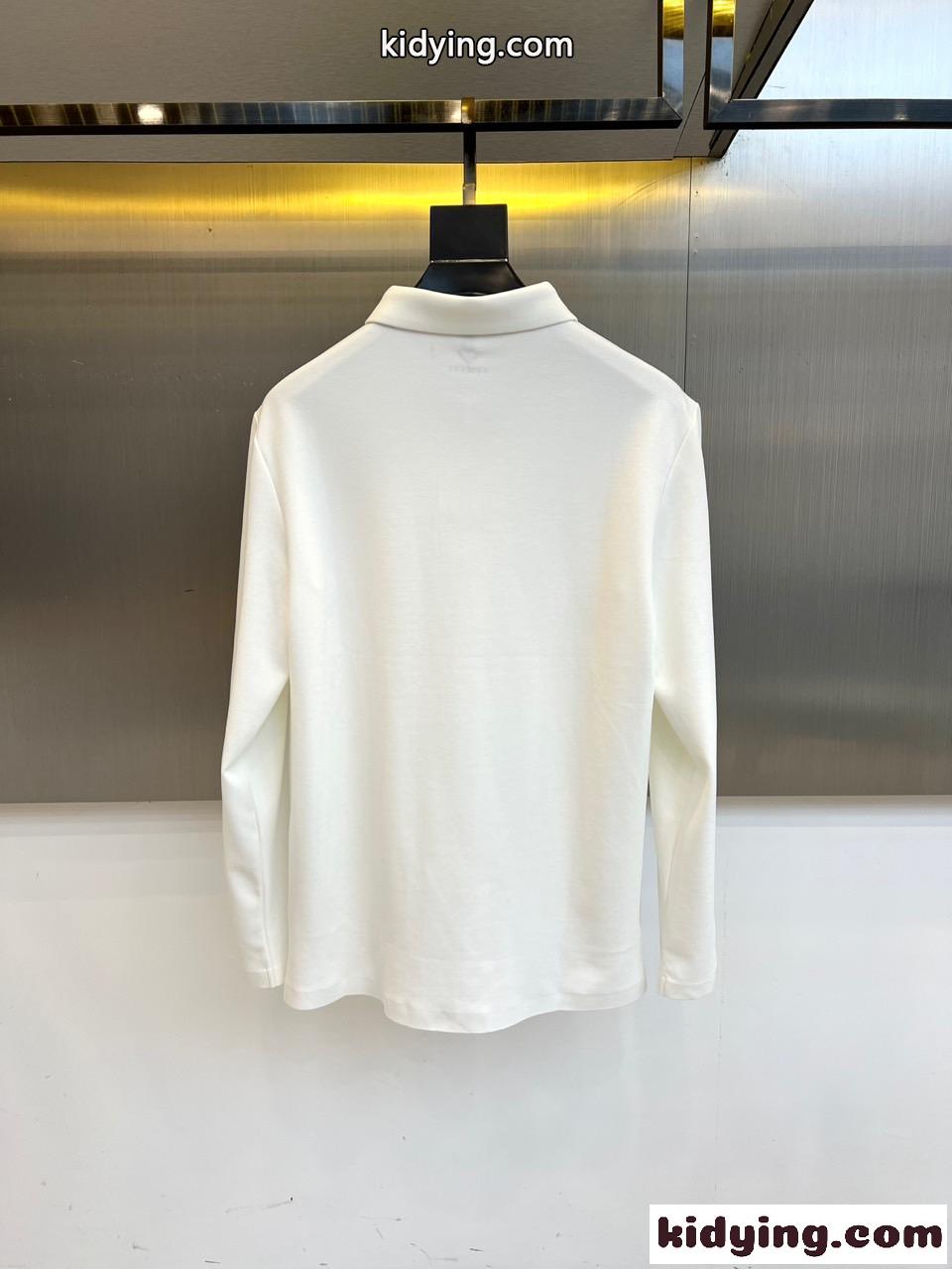 洗練された カジュアル 長袖 ポロシャツ アルマーニ Tシャツ 偽物 ホワイト-3
